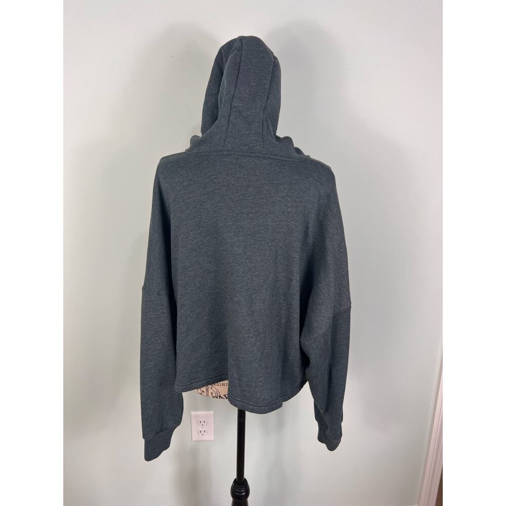 Under Armour Women's Taped Cropped Fleece Gray Hoodie - Picture 7 of 11
